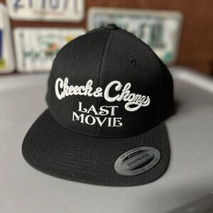 Black Snapback Hat with White Embroidery